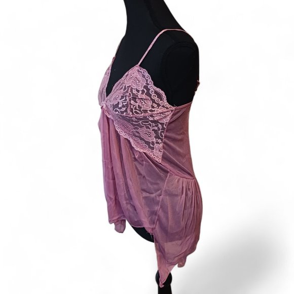 Lace Rose Pink Teddy Babydoll Lingerie with Matching Thong  Size S - Picture 2 of 7